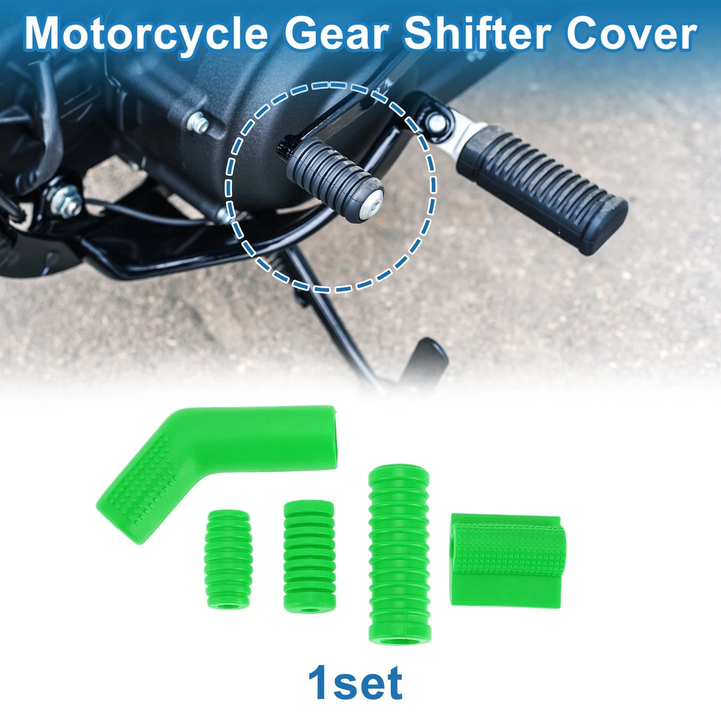 Set of 1 Universal Shift Pedal Shells Anti-Slip Rubber Pads Green