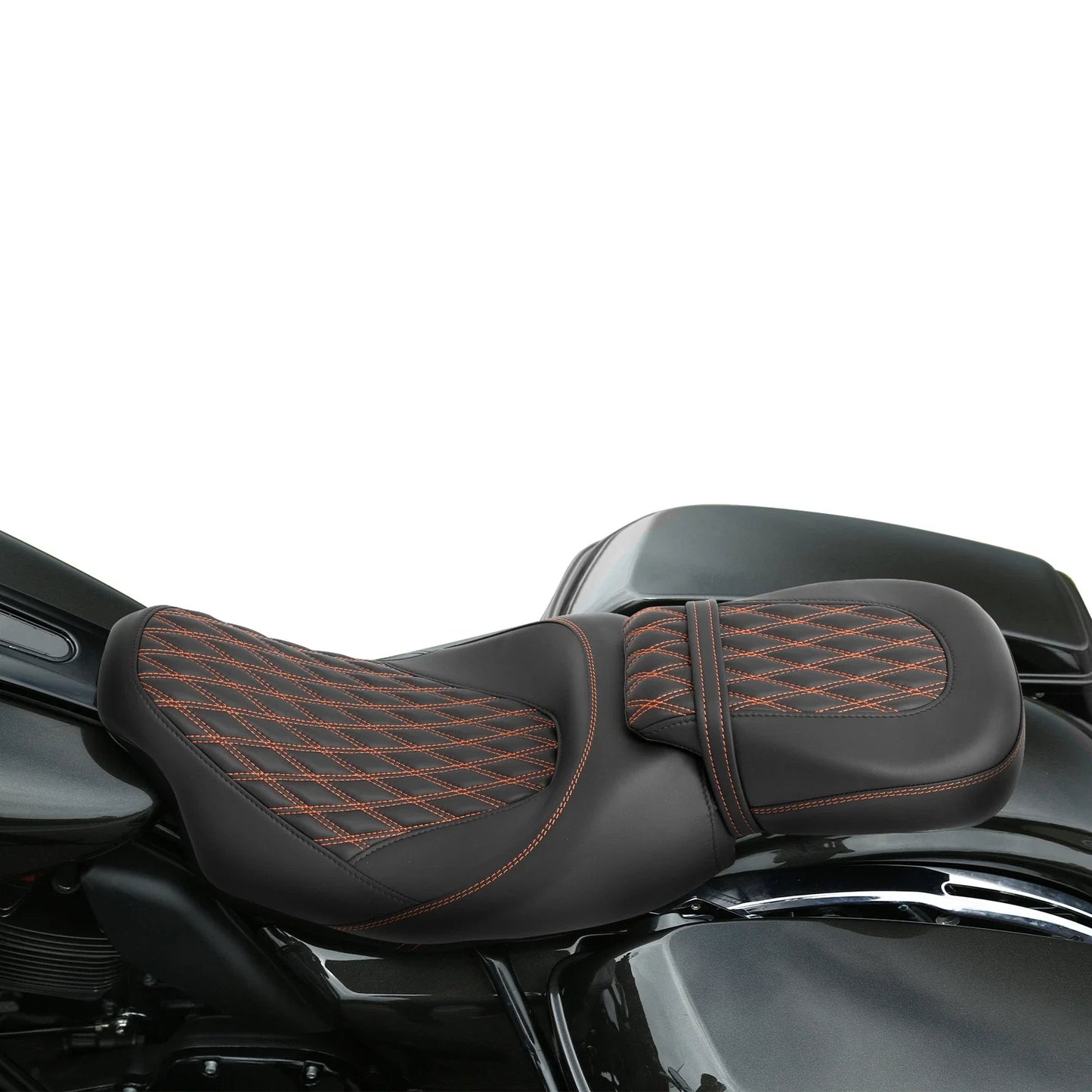 Pillion Seat for Harley Road Glide Orange Stitching (2009 - 2023)