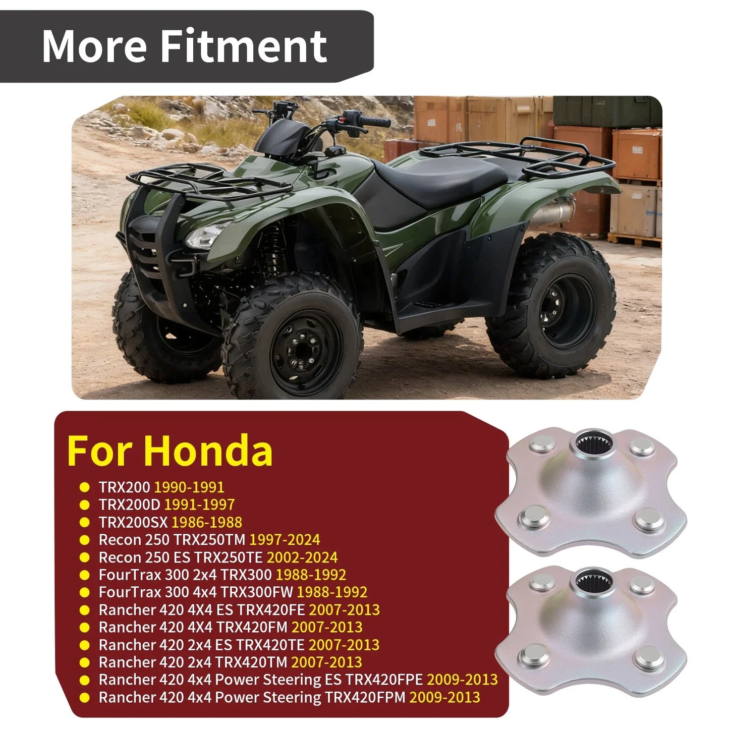 2 x Rear Wheel Hubs for Honda Rancher 420 TRX420 (2007–2013)