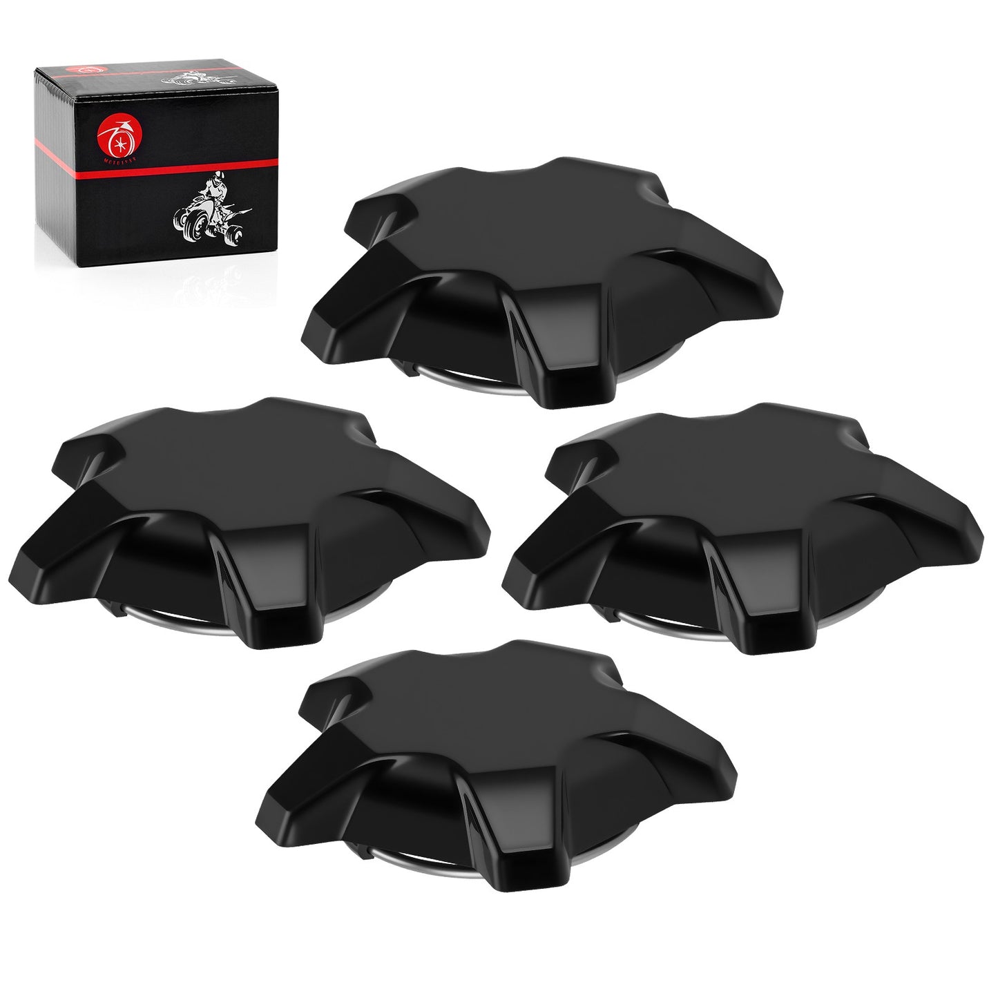 Set of 4 Matte Flash Black 5 Lug Rim Caps for Polaris RZR Turbo Pro R (2022–2024)