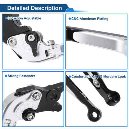 Adjustable Brake Clutch Levers for Yamaha MT125 (2014–2023) - Silver Black