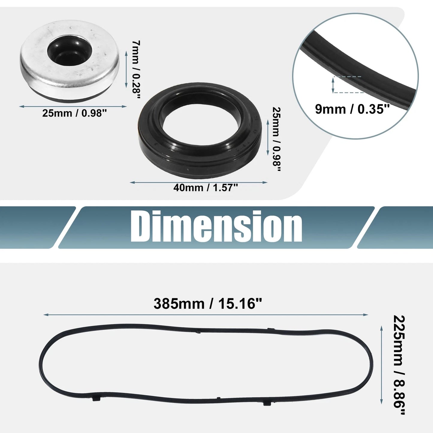 Set of 2 Valve Cover Gaskets for Honda Odyssey (2005–2009) VS50607R Rubber Black