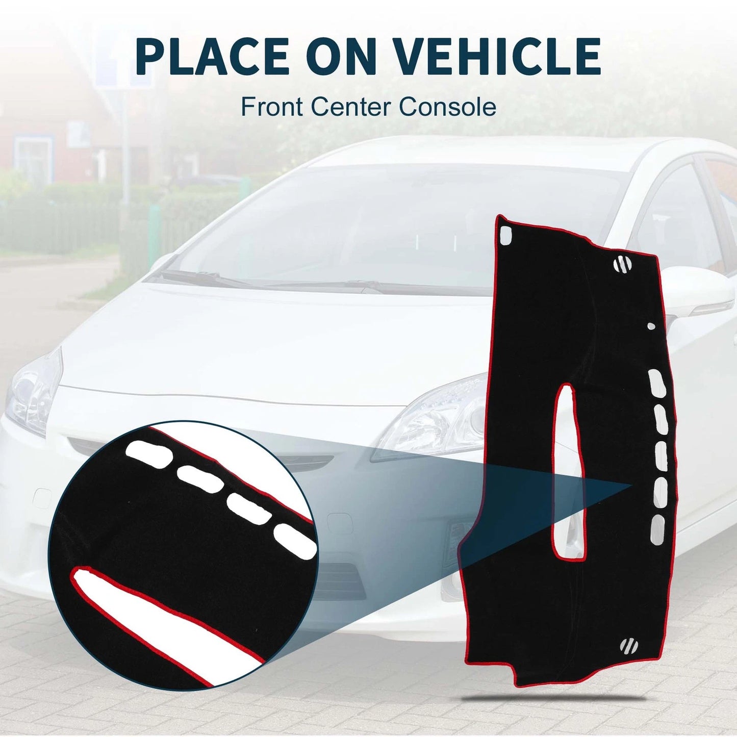 Dashboard Cover Mat for Toyota Prius 30 Series (2016–2022) - Black Red Set