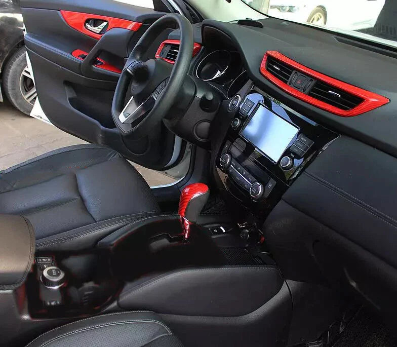 Trim Cover / 12x / Red Carbon Fiber Look Interior for Nissan Rogue (2014–2020)