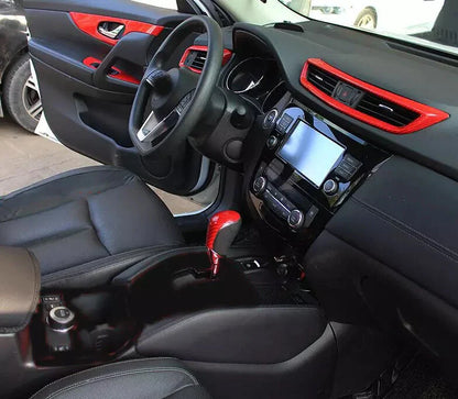 Trim Cover / 12x / Red Carbon Fiber Look Interior for Nissan Rogue (2014–2020)