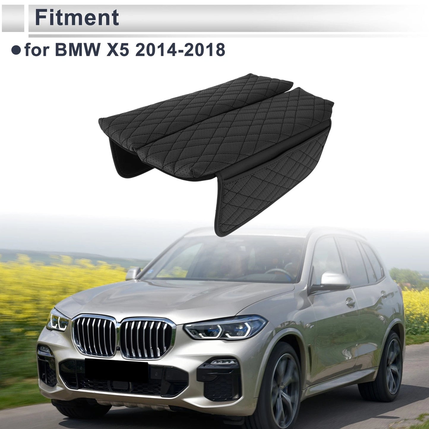 Center Console Cover with Storage Bag for BMW X5 (2014–2018) Black