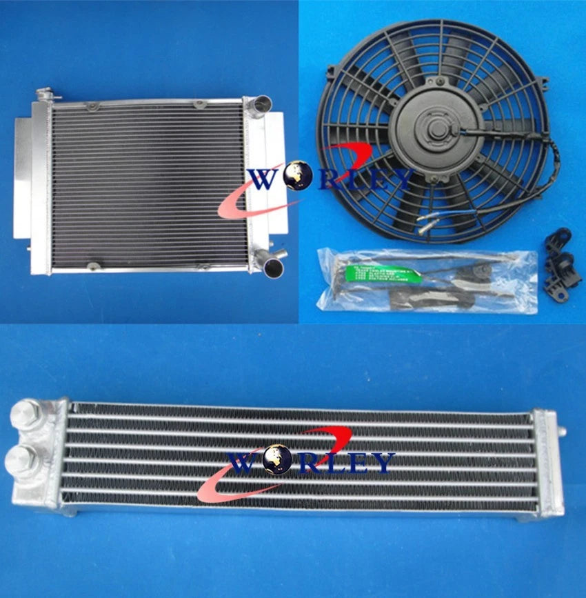 Aluminum Radiator with Fan and Oil Cooler for Mazda RX2 RX3 RX4 RX5 RX7 (1970–1985)