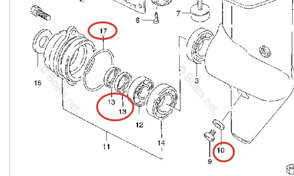 Lower Unit Oil Seal Kit for Suzuki DT5LD DT6 DT8LD DT8SX