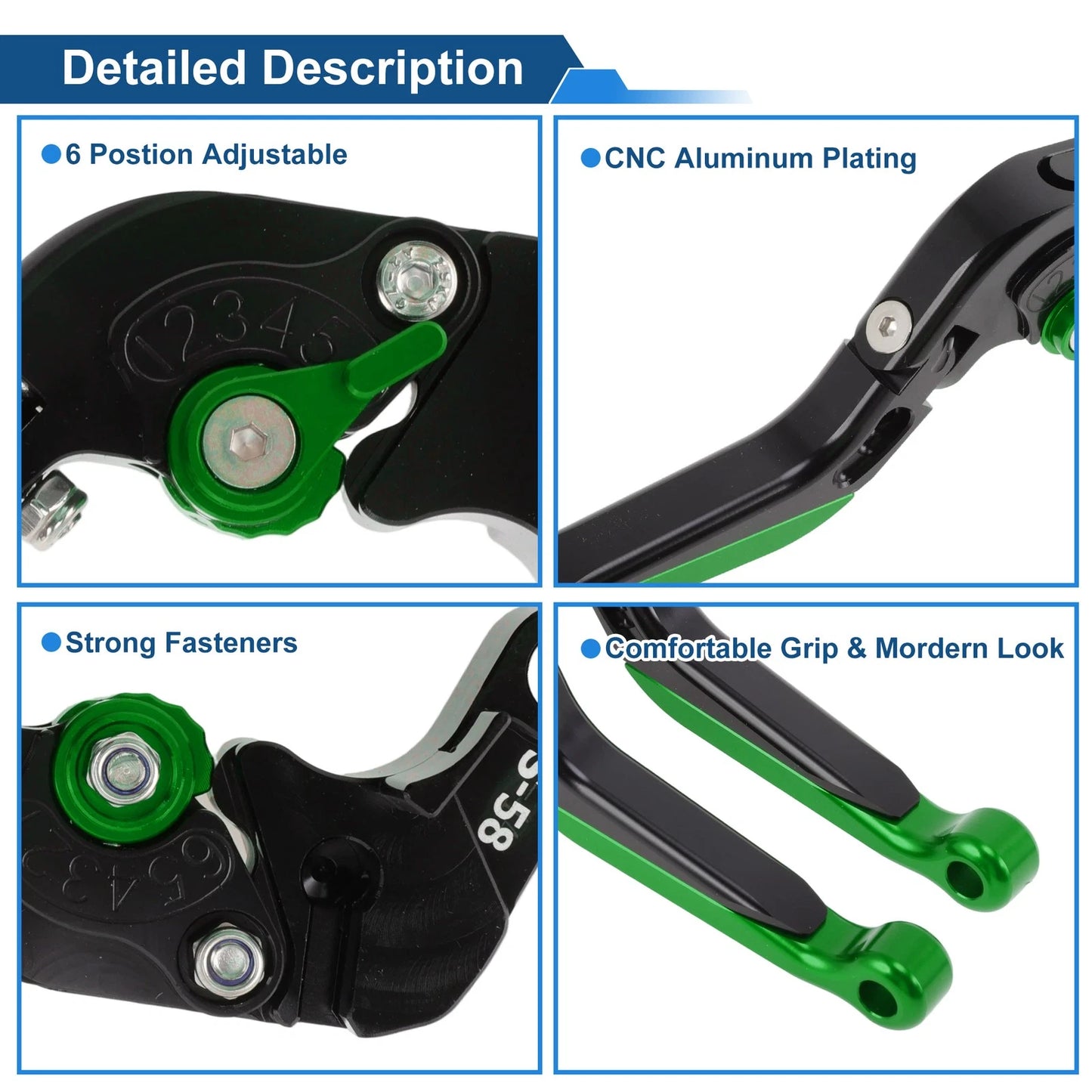 Short Long Brake Clutch Lever for Suzuki GSX-S1000/F/S/ABS (2015–2020) Black Green