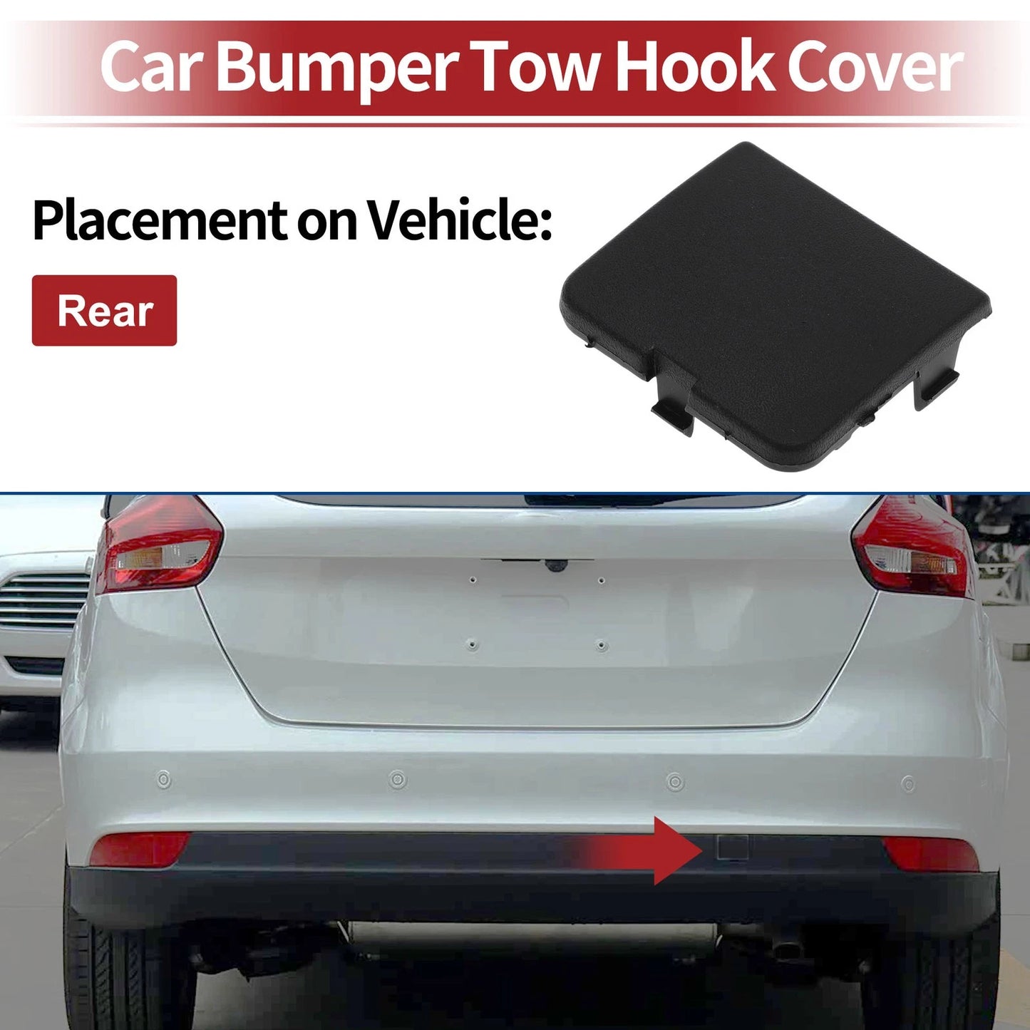 Rear Tow Hook Cover Cap for Ford Focus 2012–2017 No. 1872237 Black 1 Pc