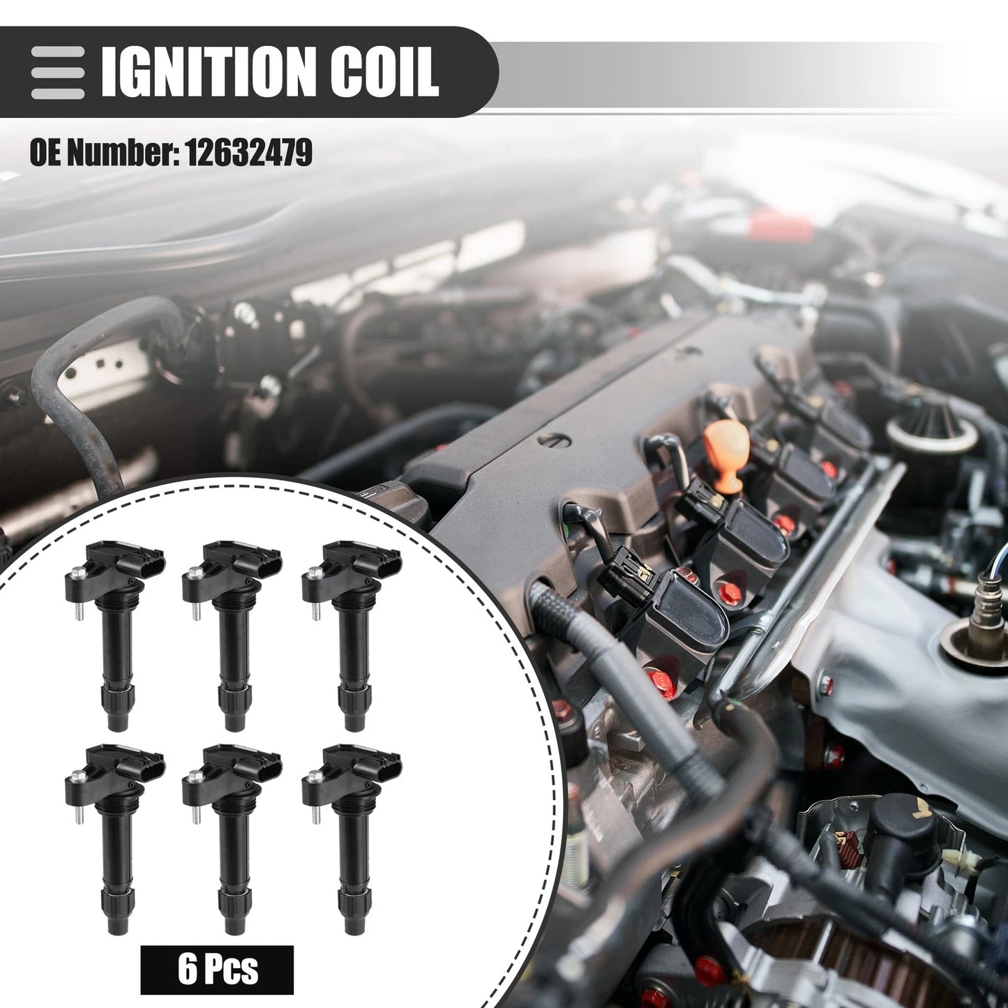 6X Engine Ignition Coil Assembly for Chevrolet Malibu (2008–2012) No. 12632479