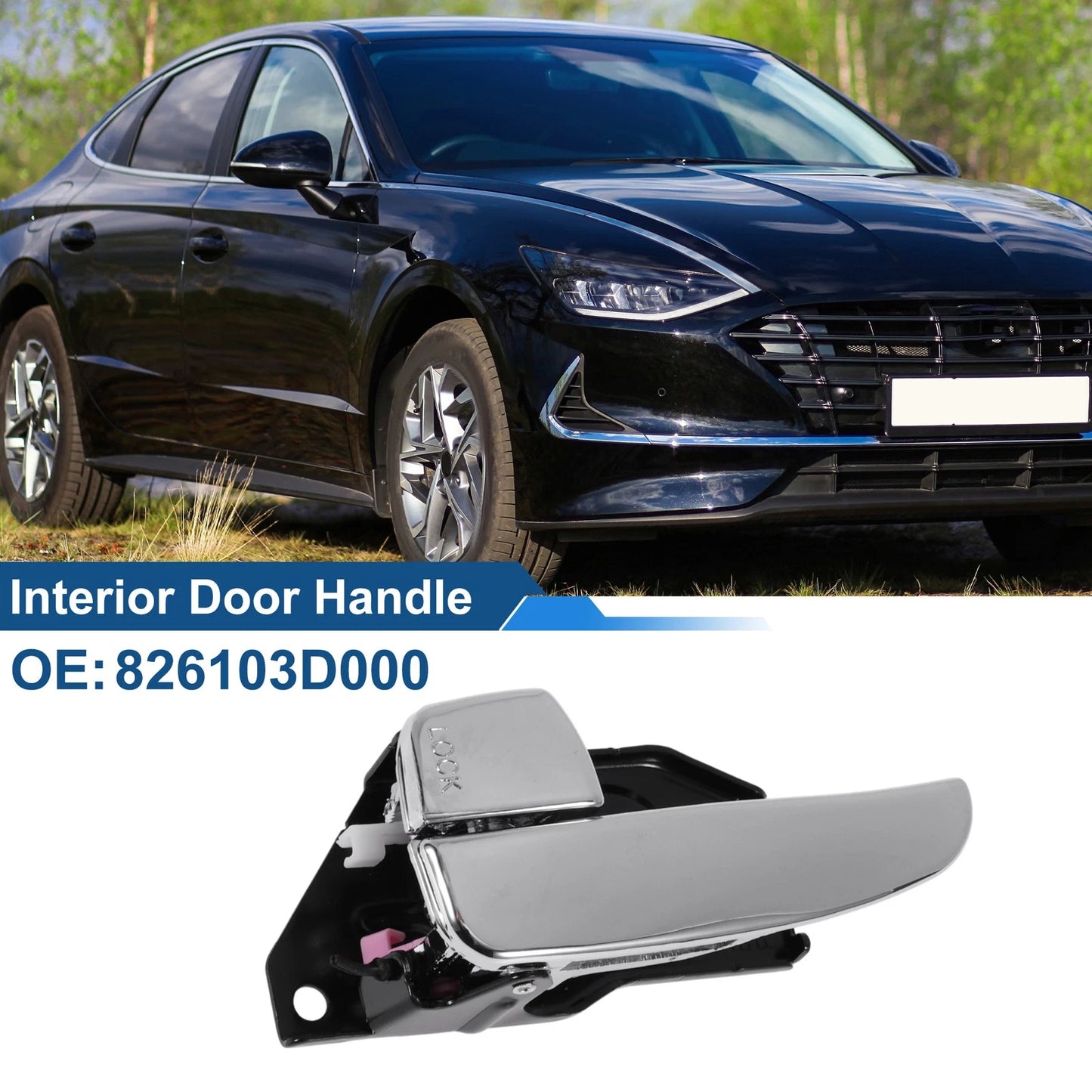 Interior Door Handle for Hyundai Sonata (2001–2005) No. 826103D000 Black Chrome