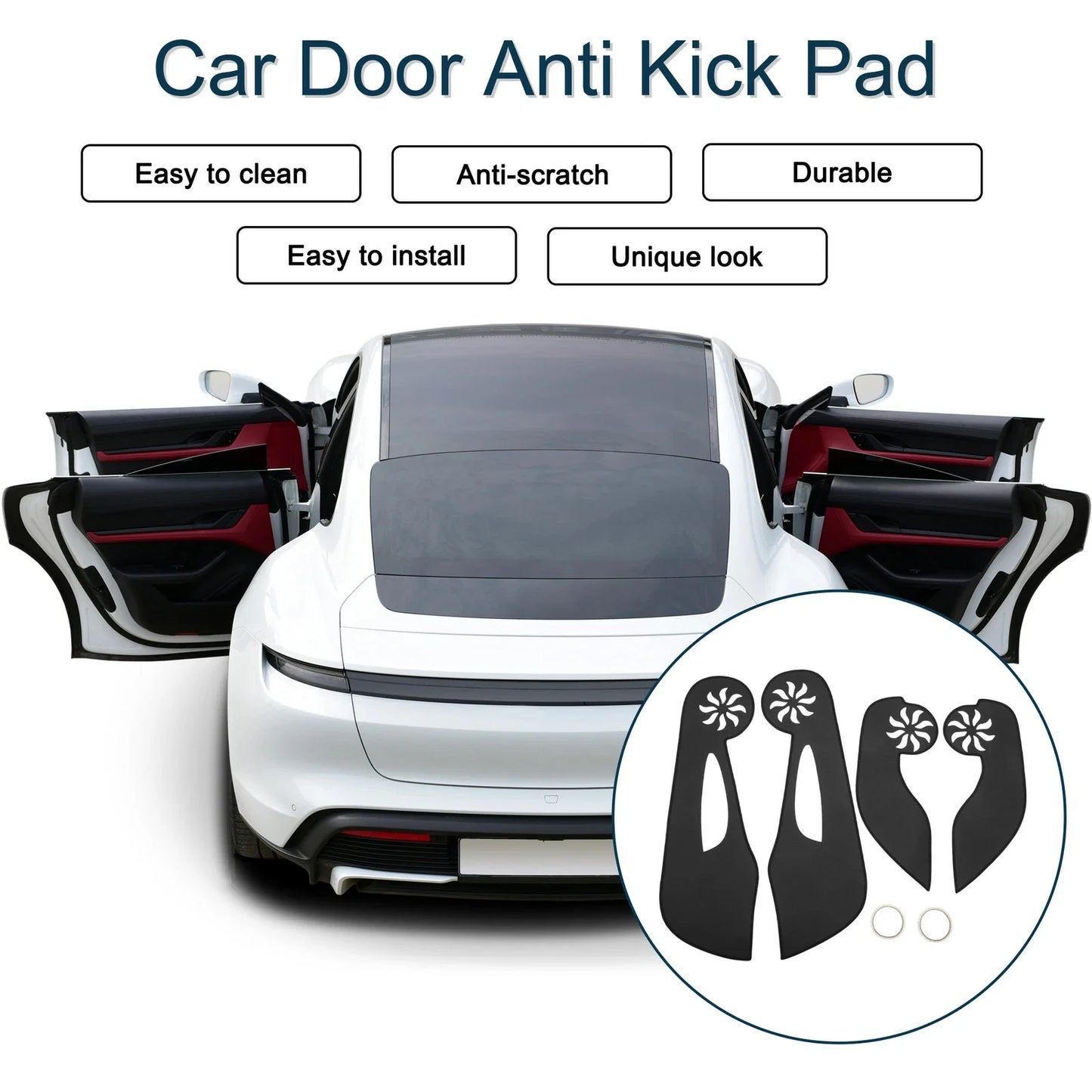 Car Door Anti Kick Pad Sticker Protector for Honda Fit (2008-2013) Black 1 Set