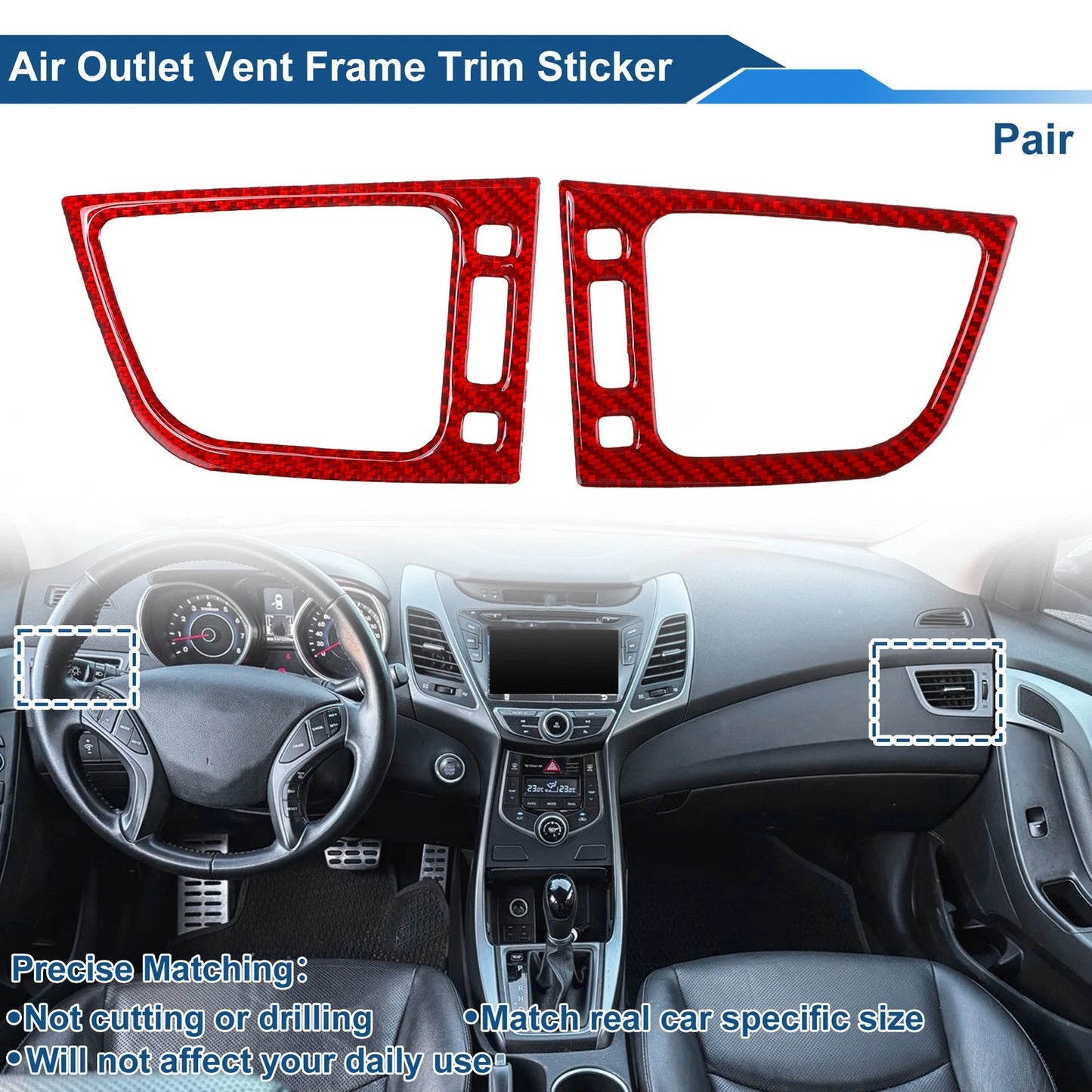 Air Condition Outlet Vent Trim Cover Frame for Hyundai Elantra (2011–2016) 1 Pair