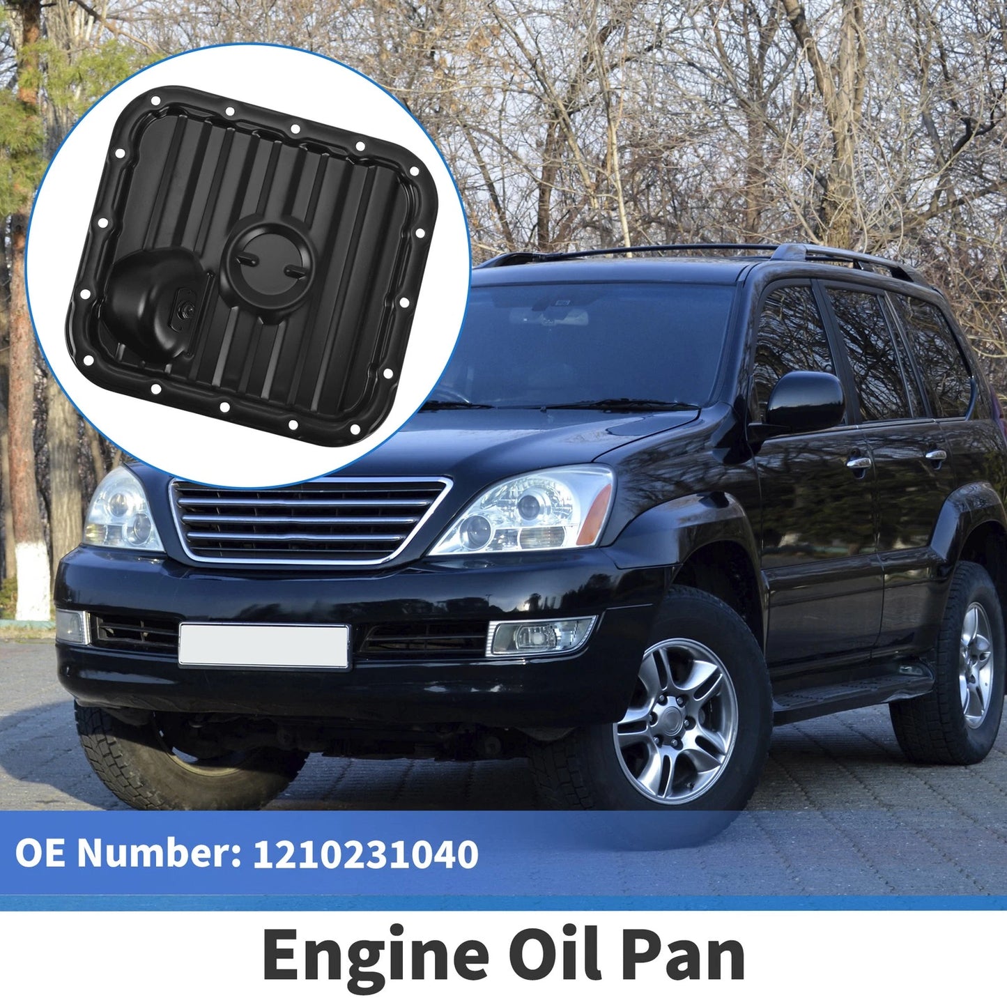 1 Pc Engine Oil Pan No.1210231040 for Toyota Lexus GS (2012) Steel Black