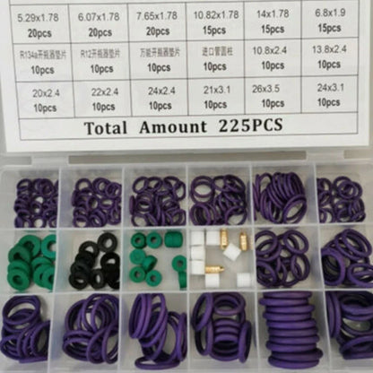 O-Ring Gasket Kit 225pcs for Car AC Compressor