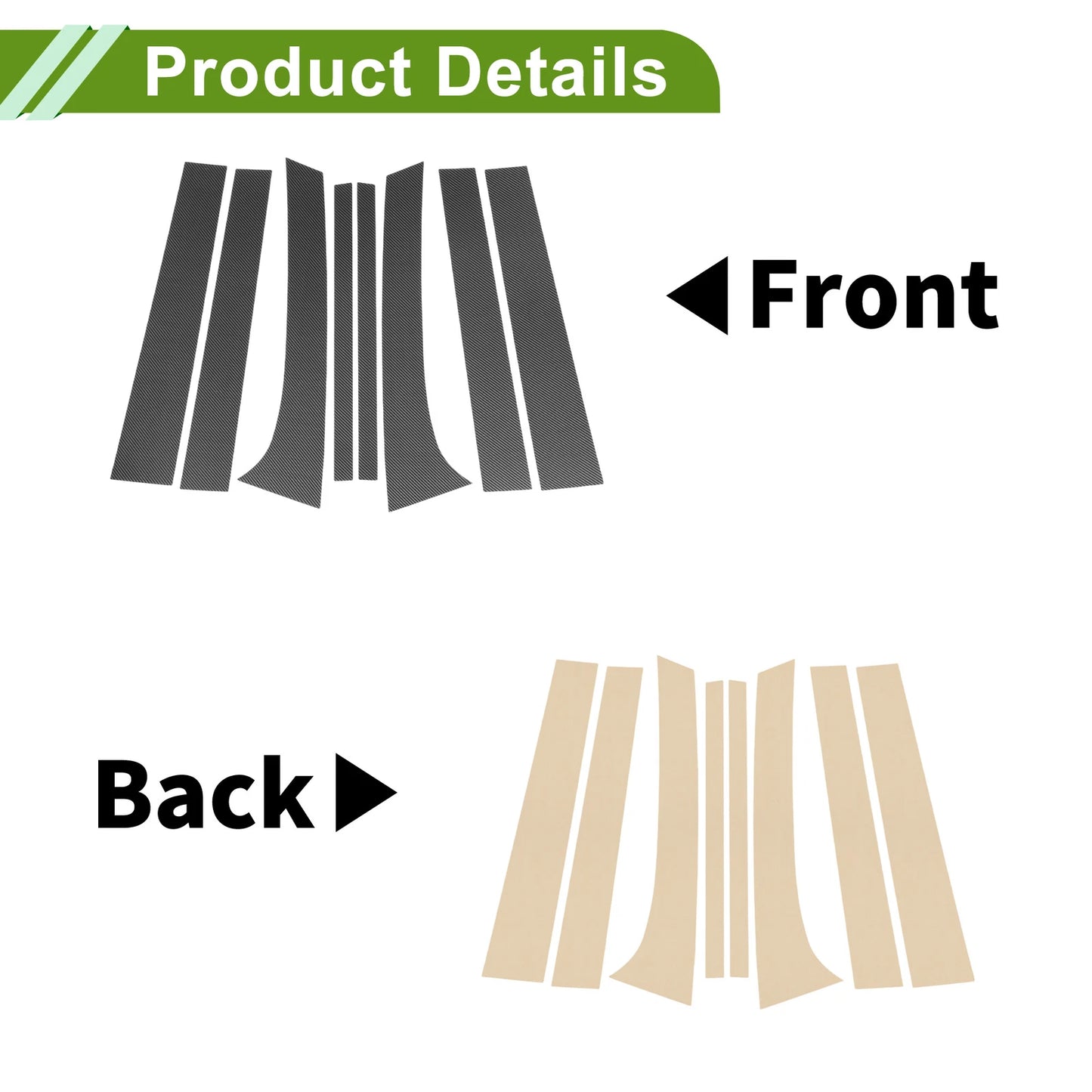 Set of 8 Pillar Window Trim for Chevy Trailblazer (2002–2009) Carbon Fiber