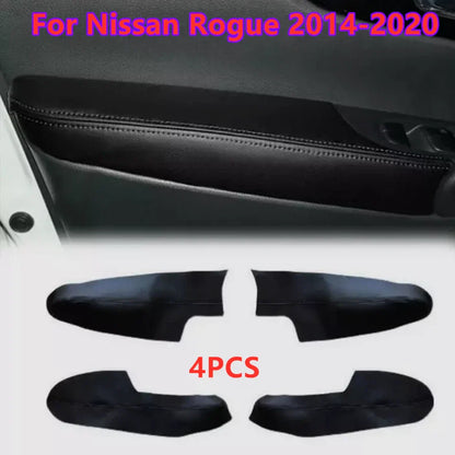 4Pcs Interior Door Panels Armrest Leather Cover for Nissan Rogue (2014–2020)