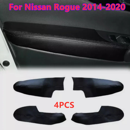 4Pcs Interior Door Panels Armrest Leather Cover for Nissan Rogue (2014–2020)