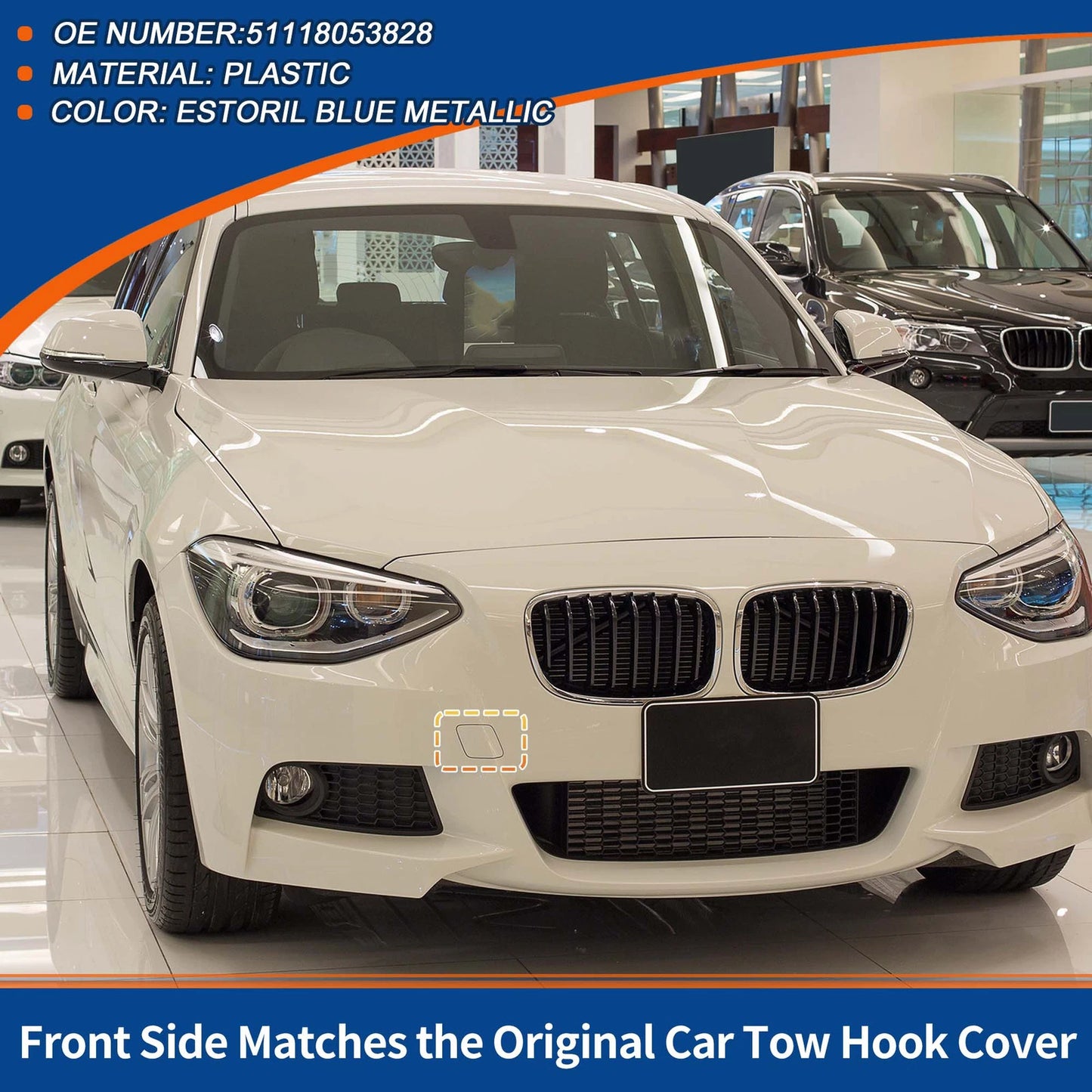 Tow Hook Cover for BMW (2012–2019) No. 51118053828 Estoril Blue Metallic