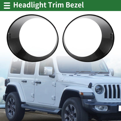 2 Pcs Headlight Trim Bezel for Jeep Wrangler (2024) ABS Carbon Fiber Black