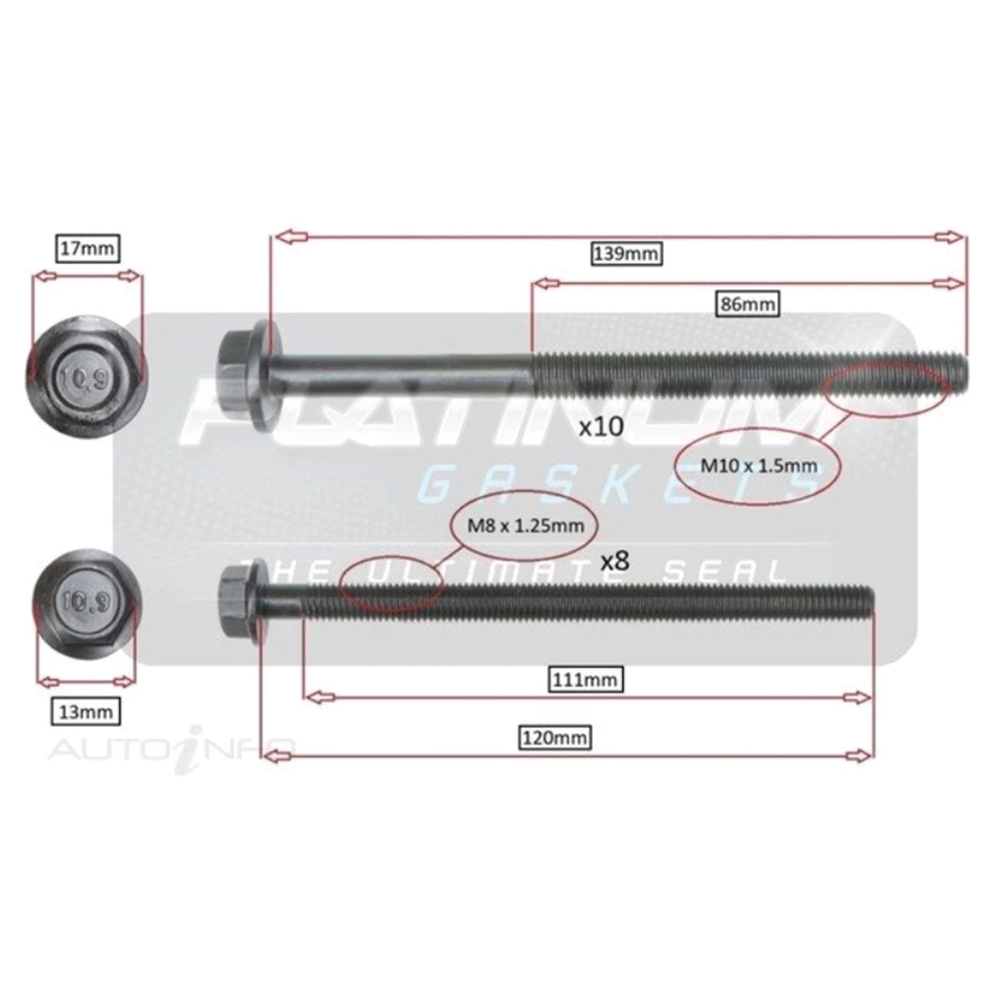Engine Cylinder Head Bolt Set for Ford Transit VM (2012–2014)