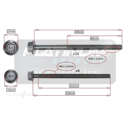 Engine Cylinder Head Bolt Set for Ford Transit VM (2012–2014)