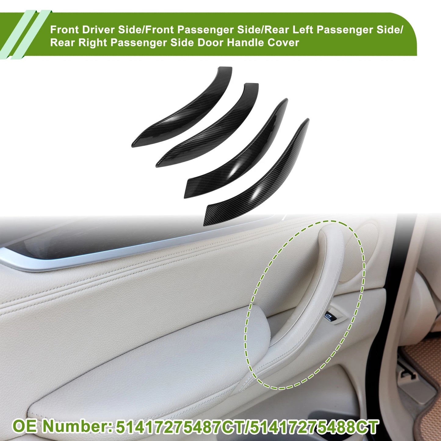 Door Panel Handle Pull Trim Cover for BMW 3 Series F30 (2013–2018) No. 51417275488CT