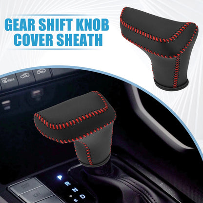 Automatic Gear Shift Knob Cover for Hyundai Elantra (2021–2023) Red Stitches