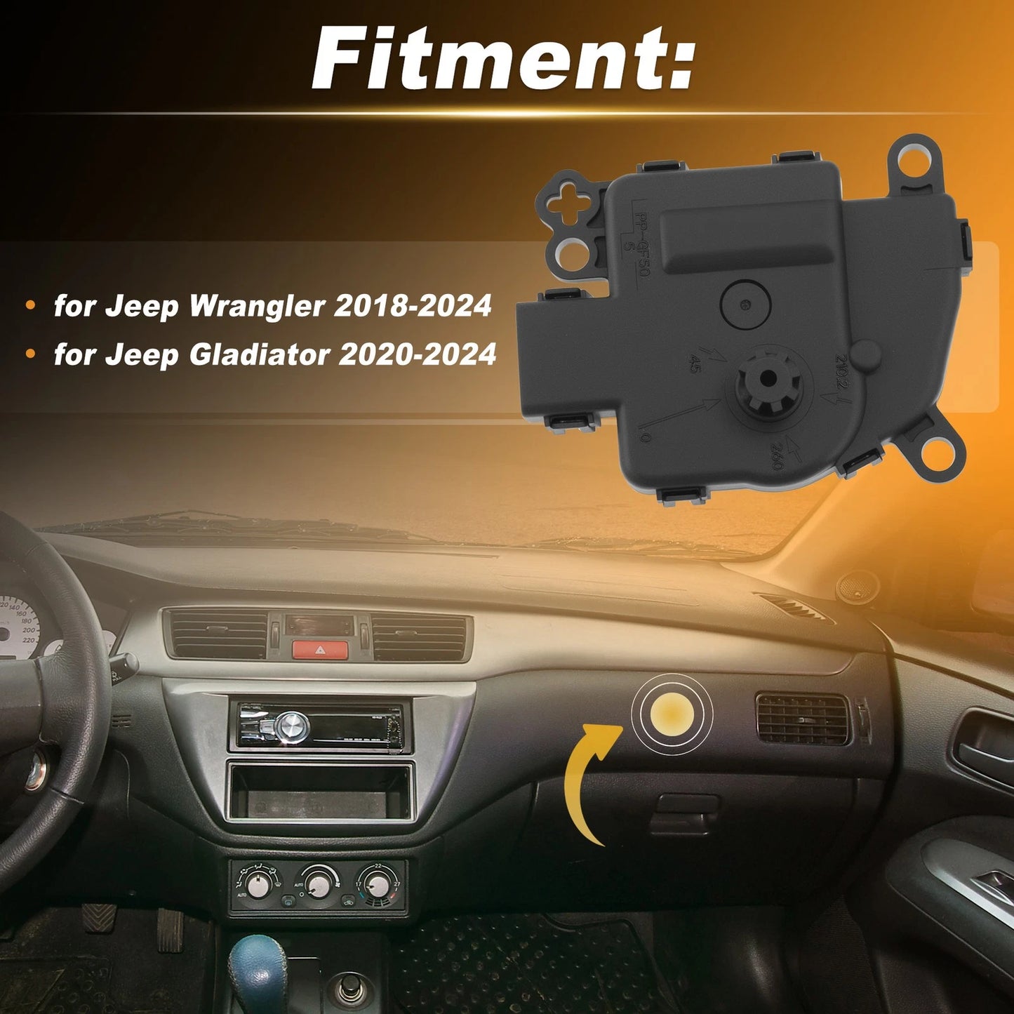 HVAC Heater Blend Door Actuator for Jeep Wrangler (2018–2024) 68301847AA
