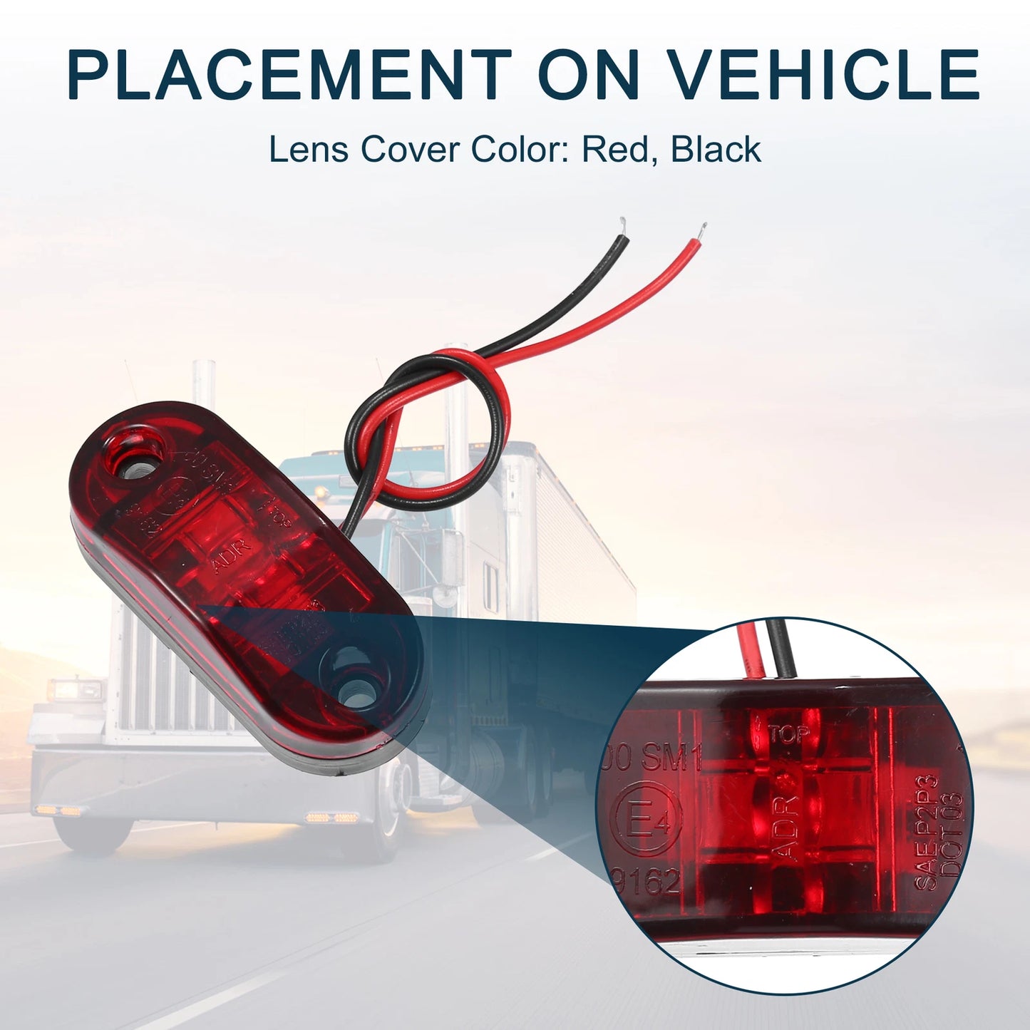 10X LED Trailer Marker Lights for Truck (24V, Waterproof, Red)