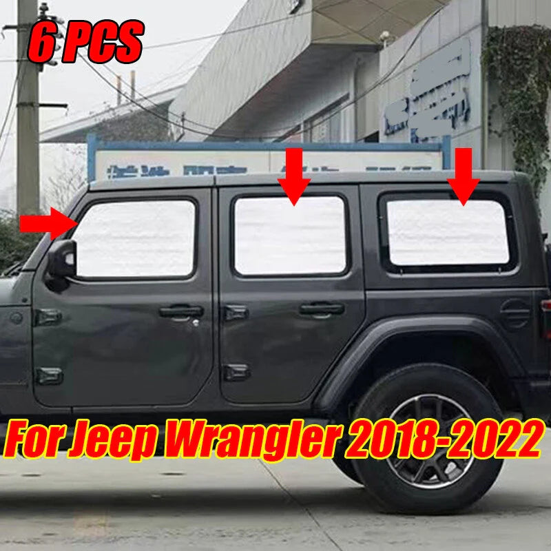 Side Seat Window Privacy Sunshade Cover 6Pcs for Jeep Wrangler (2018–2022)