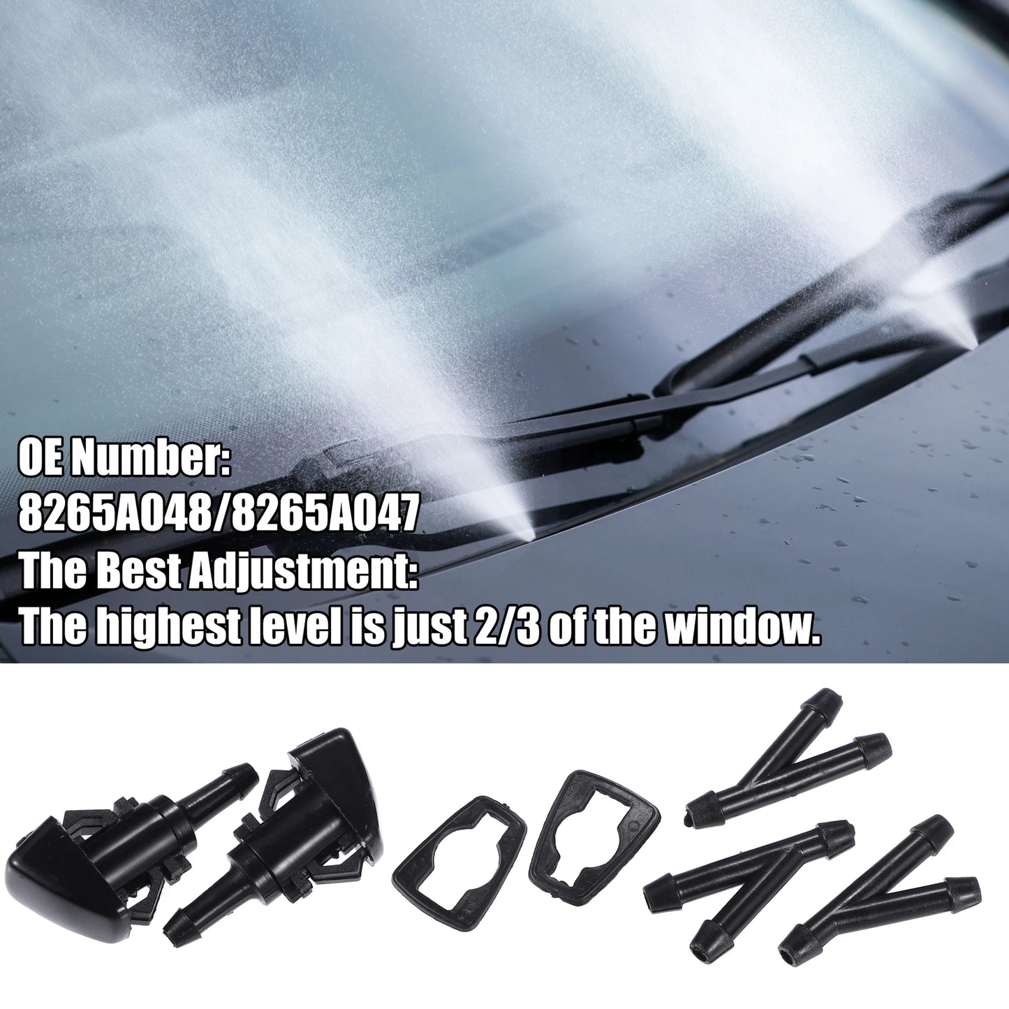 Set of 2 Windshield Washer Nozzles No. 8265A048 for Mitsubishi Eclipse