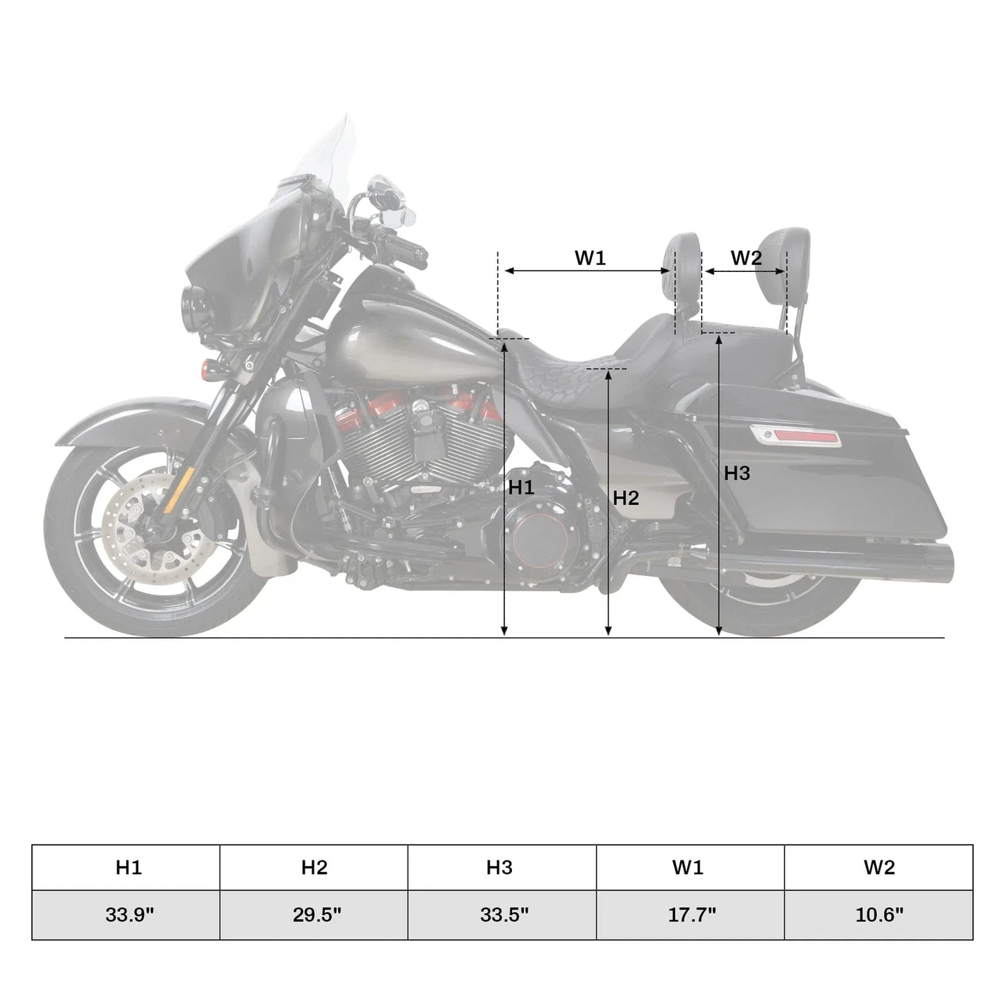 Driver Passenger Seat for Harley Electra Glide, Street Glide, Road King (2009-2023)