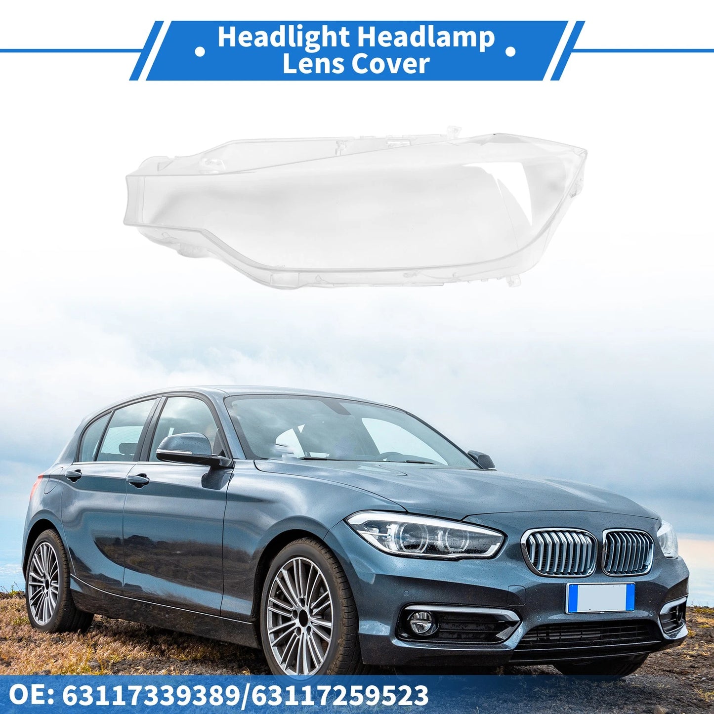 1 Pc Headlight Lens Cover for BMW 3 Series (2013–2015) No. 63117259523