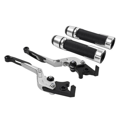 Silver Extendable Brake Clutch Levers & Handlebar Grips for Kawasaki ZX6RR