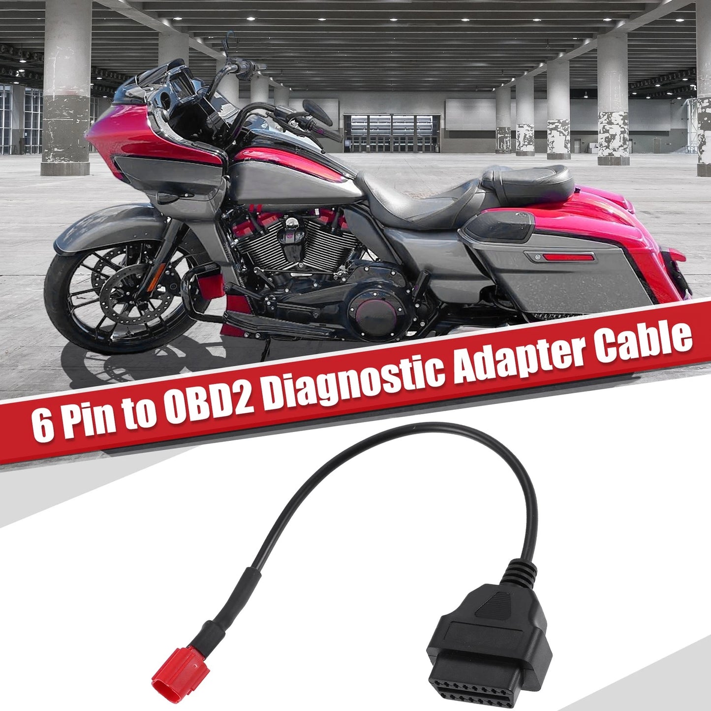 6 Pin to OBDII Cable Adapter for Yamaha, Harley Davidson