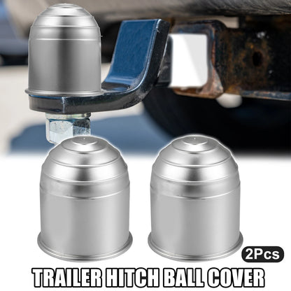 2X Universal Trailer Hitch Ball Cover 50mm ID Silver Tone