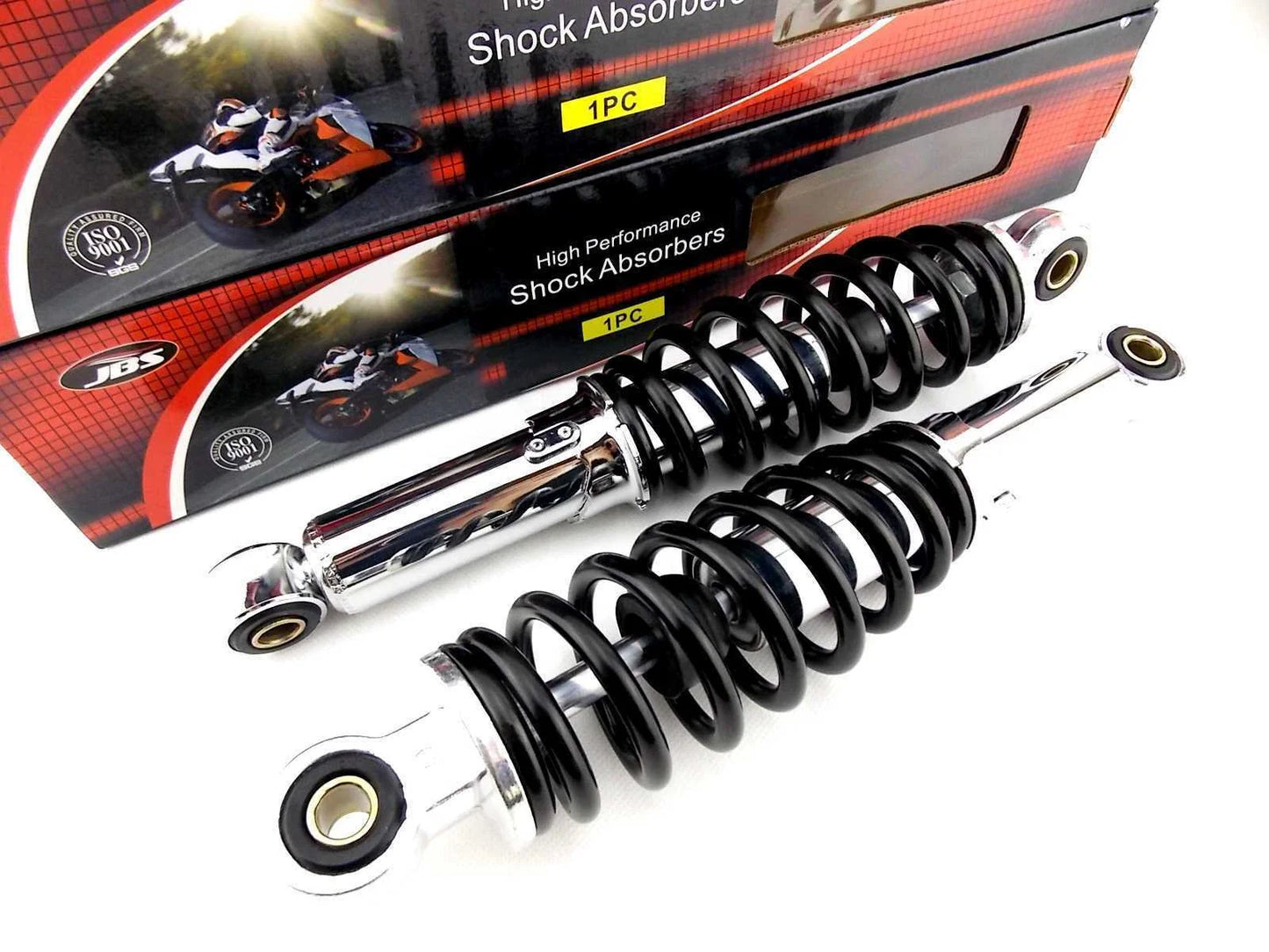 280mm JBS Black/Chrome Lowering Shock Absorbers for Suzuki GT185 (76-78)