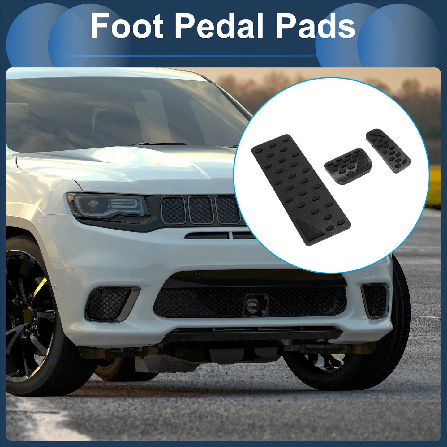 3 Pcs Accelerator Pedal Covers for Jeep Grand Cherokee (2023) Black