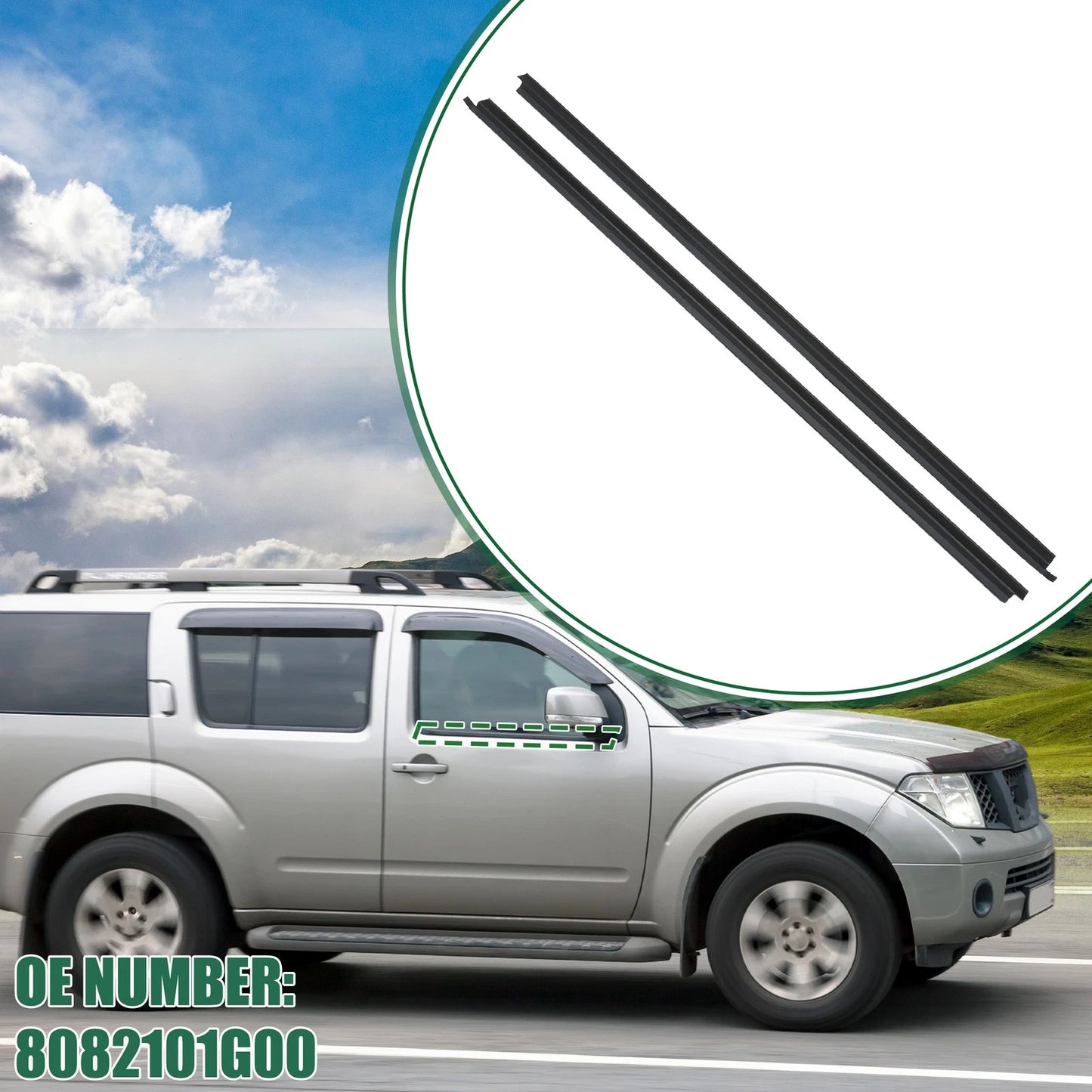 Set of 1 Window Weatherstrip Trim Seal Belt for Nissan (8082101G00)