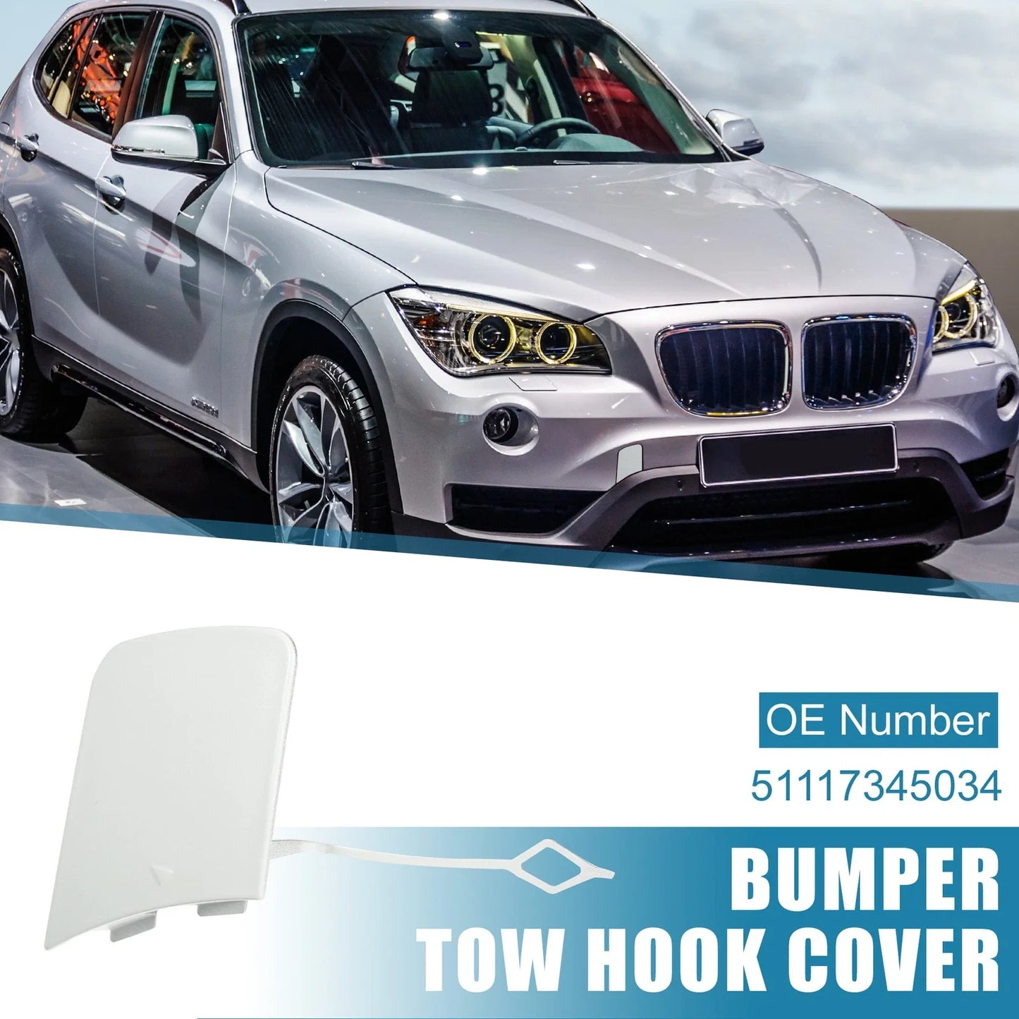 Front Bumper Tow Hook Cover for BMW X1 E84 White (2012-2015)