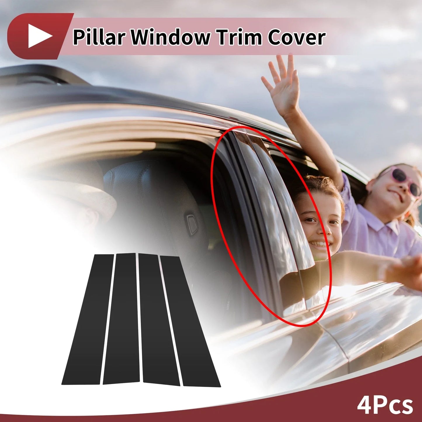 Black Door Pillar Window Trim 4 x Pcs for Lexus GS (2013-2021)