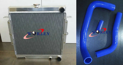 Aluminum Radiator with Blue Hose for Toyota Land Cruiser 75 Series (1984–1990)