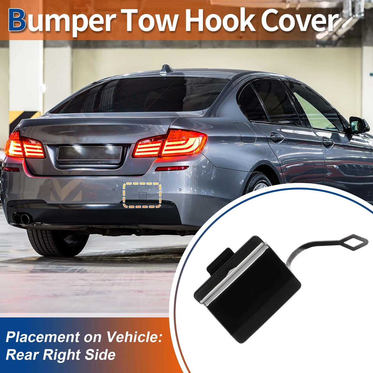 Tow Hook Cover No. 51127240133 for BMW 5 Series (Black Sapphire)