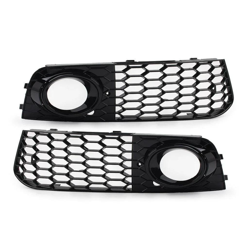 Front Fog Light Honeycomb Grille Cover for Audi A4 B8 (2009-2012) Black