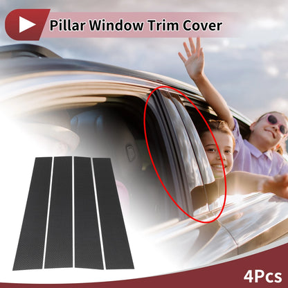 Front Left Right Door Pillar Window Trim for Mazda BT50 (2010–2015) Black Carbon Fiber