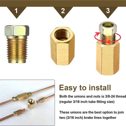 1 3/8" Brake Line Fittings Kit for 3/16" Brake Line Tube