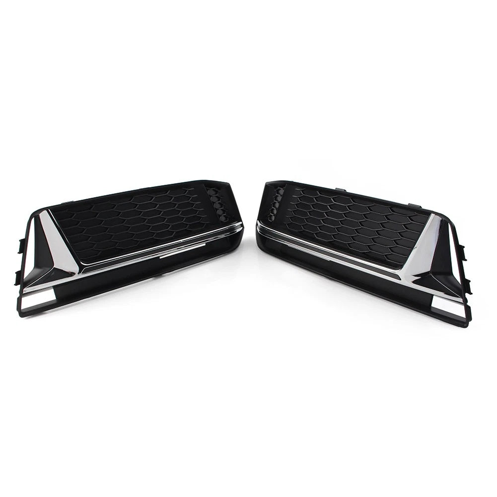 Front Bumper Honeycomb Mesh Fog Light Grille Cover for Audi A3 8P (2009–2013) Chrome