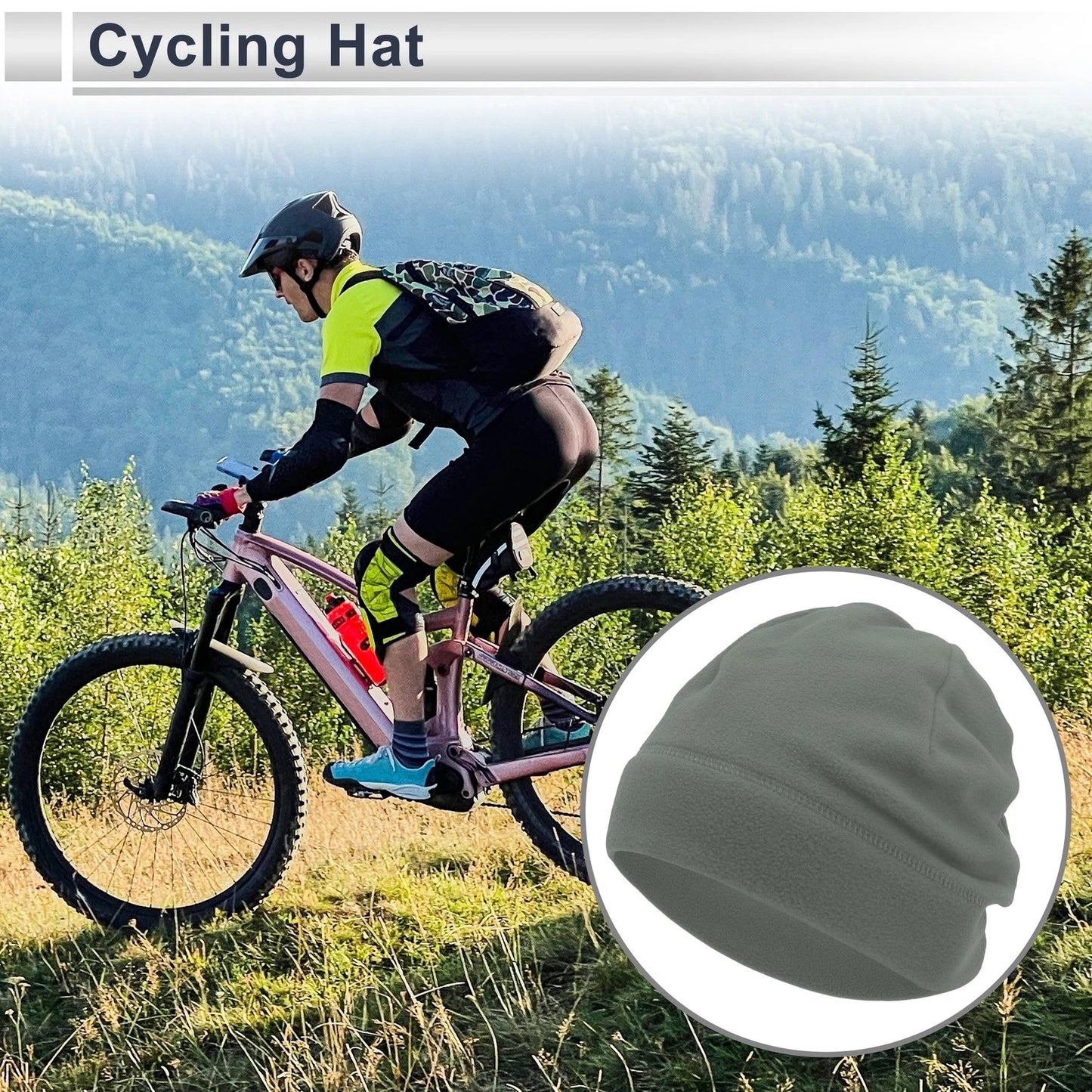 Cycling Hat for Windproof Warm Light Gray (26x22cm)